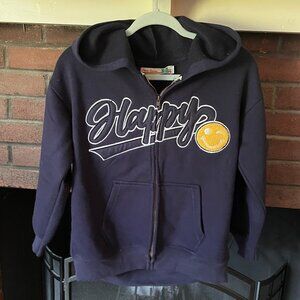 Vintage Havana Sweatshirt Jacket with Smiley Patch and Embroidery